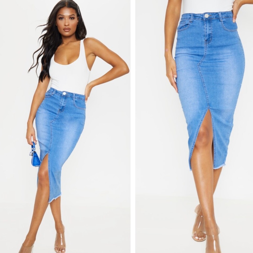 Mid Wash Denim Skirt